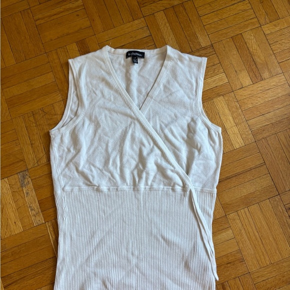 Vintage Le Chateau Cream V-Neck Top y2k wrap 90s - Picture 3 of 3